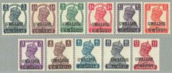 1942-5, 3p-12a, complete set of (11), GWALIOR and Sanskrit opt, LPOG, ...