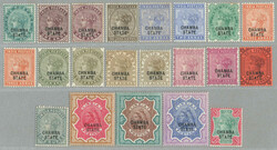 1887-95, 1/2a-5r, overcomplete set of (15+6), extra shades, CHAMBA ...