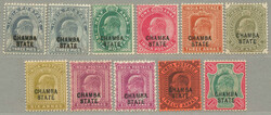 1903-5, 3p-1r, partial set of (11), both 2a missing, wmk star, CHAMBA ...