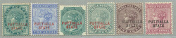 1885, 1/2a-8a, complete set of (6), wmk star, red/black PUTTIALLA ...