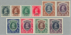 1941-43, 3p-25r, complete set of (10), wmk stars, JIND opt, LPOG ...
