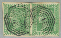 1840, 2a, green, pair, used with two octagonal B 1 cancels, good ...