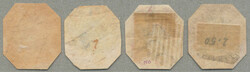 1854, 4 a, blue and red, four stamps with several types, all cut to ...