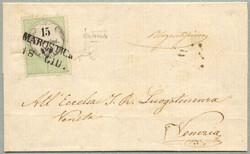 1856, 15 C, fiscal stamp used on letter, second issue, on letter from ...