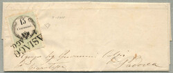 1850, 15 C., fiscal stamp used as stamp, Type I, on letter from ...