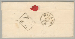 1859, 20 cent, blue, on entire letter, cancelled with Austrian ...