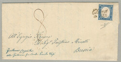 1860, 20 cent, blue, on entire letter, cancelled with Austrian ...