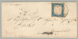 1860, 20 cent, blue, on entire letter, cancelled with Austrian ...