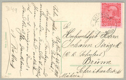 1908, from Saloniki to Brünn, picture postcard franked with 20 para ...