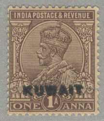 1923-24, 1 a, brown, DOUBLE opt KUWAIT, LPOG, very fresh and ...