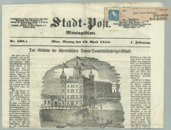 1917, 0,6 kr, blau auf ganzer Zeitung der Stadt-Post mit Titel Das ...