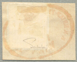 1858, 6 kr, braun, MP, Type III, auf Briefstück, leuchtend roter ...