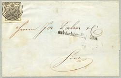 1850, 2 kr, schwarz, HP, Type I, mit deutlichem Plattenfehler im ...