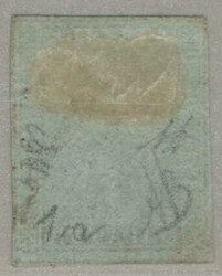 1851, 1 Qu, black on blue paper, imperf., POG, good full margins, ...