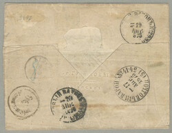 1875, envelope written in Moscow and franked with vertical strip of ...
