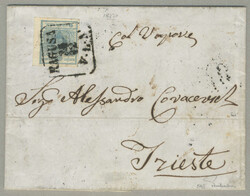 1850, from Ragusa to Trieste, franked with 9 kreuzer blue Type I on ...