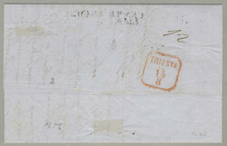 1852, From Cesme to Trieste, dated long cancel CESME AGO.9. alongside ...
