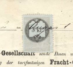 1864, from Gran to Pest, freight letter dated 2.8.1864 with internal ...