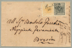 1851, 5+10C, patriotic franking on letter from PESCHIERA - Sassone 6p ...