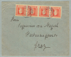 1918, 4 x 2h., red, military stamps used on letter, cancelled ...