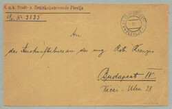 1917, fieldpost letter to the Hungarian RED CROSS, hand stamped KK ...