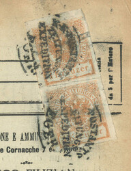 1899, ganze Zeitung LA VERA ROMA vom 29. Oct. 1899, 2+2kr, Paar, ...