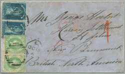 1859, Overland via Southampton, 6 d. bright blue, (2), 1 d. dull ...