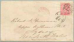 1860, Incoming Mail Overland via Southampton, 1857 Great Britain 4 d. ...