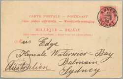 1900, 10c, carmine, on postcard from ANVERS to BALMAIN/NSW/Australia, ...