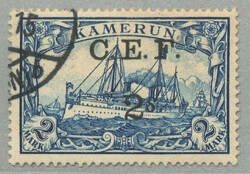 1915, 2 S on 2 Mark, German stamp with black opt/surcharge C.E.F, ...