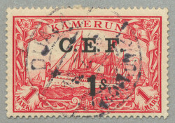 1915, 1 S on 1 Mark, German stamp with black opt/surcharge C.E.F, ...