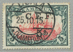 1915, 5 S on 5 Mark, German stamp with black opt/surcharge C.E.F, ...
