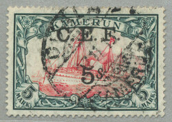 1915, 5 S on 5 Mark, German stamp with black opt/surcharge C.E.F, ...