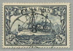 1915, 3 S on 3 Mark, German stamp with black opt/surcharge C.E.F, ...