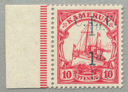 1915, 1 d on 10 Pfg., German stamp with black DOUBLE opt/surcharge C ...