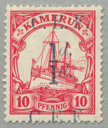 1915, 1 d on 10 Pfg., German stamp with black DOUBLE opt/surcharge C ...