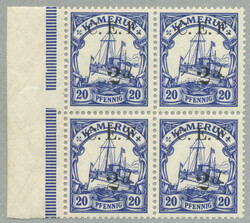 1915, 2 d on 20 Pfg., German stamp with black opt/surcharge C.E.F., ...