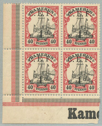 1915, 4 d on 40 Pfg., German stamp with black opt/surcharge C.E.F., ...
