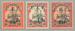 1915, 3/4/6 d on 30/40/50 Pfg., German stamp with black opt/surcharge ...
