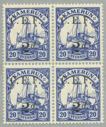 1915, 2 d on 20 Pfg., German stamp with black opt/surcharge C.E.F., ...