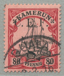 1915, 8 d on 80 Pfg., German stamp with black opt/surcharge C.E.F, ...