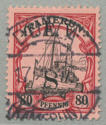 1915, 8 d on 80 Pfg., German stamp with black opt/surcharge C.E.F, ...