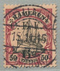 1915, 6 d on 50 Pfg., German stamp with black opt/surcharge C.E.F, ...