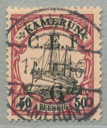 1915, 6 d on 50 Pfg., German stamp with black opt/surcharge C.E.F, ...