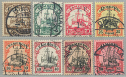 1915, 1/2 d to 8 d on Pfg., 8 values, German stamp with black ...