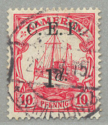 1915, 1 d on 10 Pfg., German stamp with black opt/surcharge C.E.F, ...