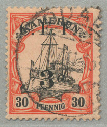 1915, 3 d on 30 Pfg., German stamp with black opt/surcharge C.E.F., ...