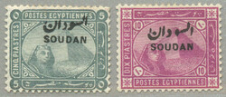 1897, 5p., slate, 10p., mauve, stamps of Egypt with SOUDAN opt, POG, ...