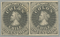 1862, Perkins Bacon Plate Proof for the 20 c. value, imperforate and ...