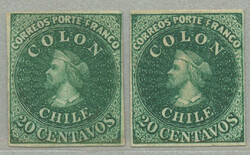 1862, 20 c, green and yellow green, Columbus head issue, printed ...